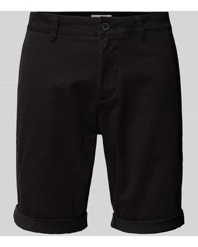 Tom Tailor Slim Fit Chino-Shorts in unifarbenem Design - Schwarz