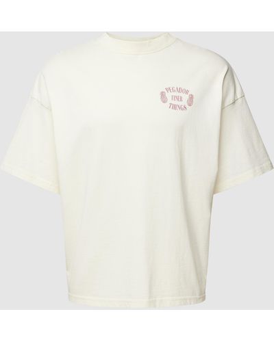 PEGADOR Oversized T-Shirt mit Label-Print Modell 'Roma' - Weiß