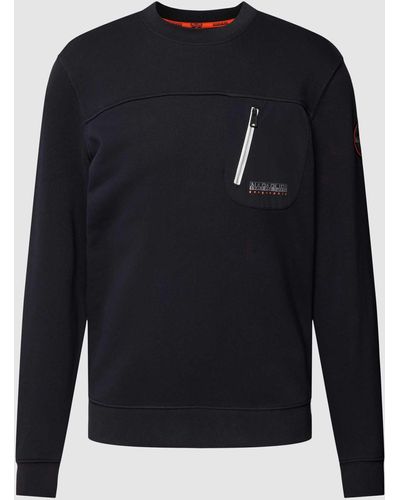 Napapijri Sweatshirt mit Label-Print Modell 'HURON' - Blau