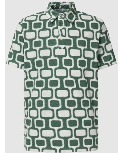 Better Rich Poloshirt mit Allover-Muster - Grün