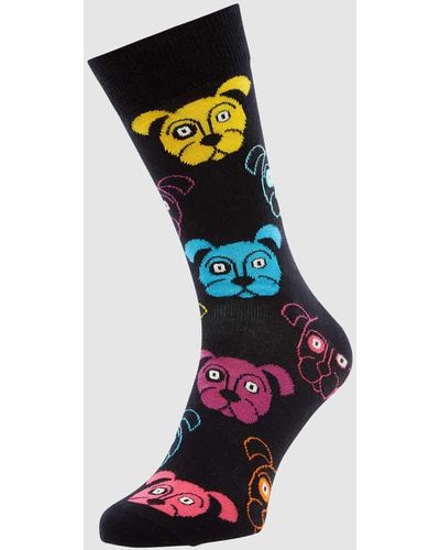 Happy Socks Socken mit Allover-Druck Modell 'DOG' - Schwarz