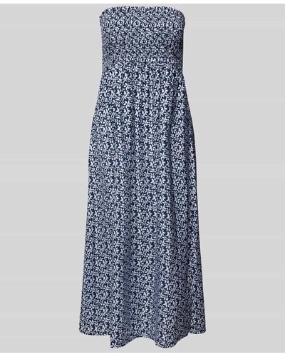 Esprit Knielanges Bandeau-Kleid mit floralem Muster Modell 'CALUSA' - Blau