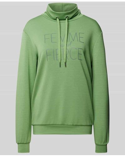 Soya Concept Sweatshirt mit Stehkragen und Tunnelzug Modell 'BANU' - Grün