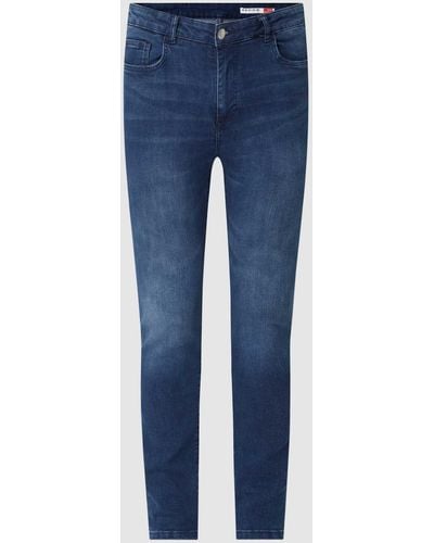 Review Skinny Fit Jeans mit Knopf- und Reißverschluss - Blau