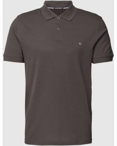 Christian Berg Men Slim Fit Poloshirt im unifarbenen Design - Grau