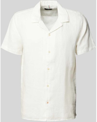 Cinque Leinenhemd in unifarbenem Design Modell 'Spot' - Weiß