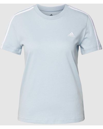 adidas T-shirt Met Labeltypische Contraststrepen - Blauw