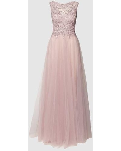 Luxuar Abendkleid mit Zierbesatz - Pink