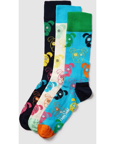 Happy Socks Sokken Met Labeldetail - Blauw