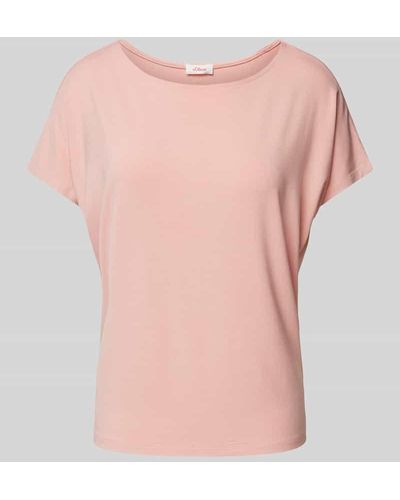 S.oliver T-Shirt in unifarbenem Design - Pink
