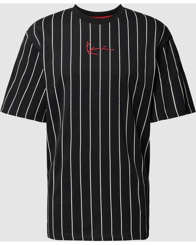 Karlkani T-shirt Met Krijtstreep - Zwart