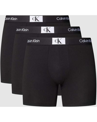Calvin Klein Pants mit elastischem Logo-Bund Modell 'BOXER BRIEF' im 3er-Pack - Schwarz
