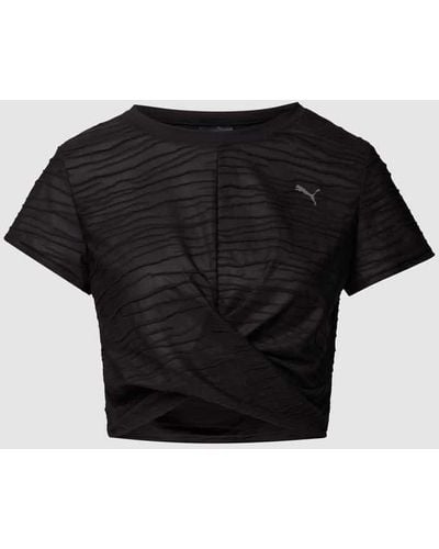 PUMA PERFORMANCE Cropped T-Shirt mit Strukturmuster - Schwarz