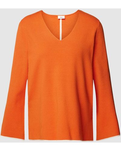 S.oliver Gebreide Pullover Met V-hals - Oranje