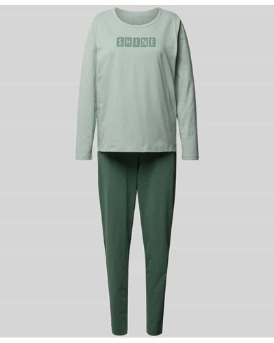 Seidensticker Pyjama mit Statement-Print - Grün