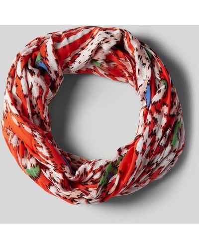 S.oliver Loop-Schal aus Viskose mit Allover-Muster - Rot