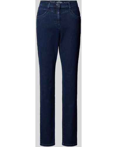 RAPHAELA by BRAX Straight Leg Jeans mit Ziernähten Modell 'Laura' - Blau