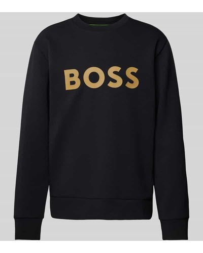 BOSS Sweatshirt mit Label-Print Modell 'Salbo' - Blau