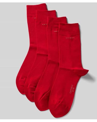Camano Socken im unifarbenen Design im 4er-Pack - Rot