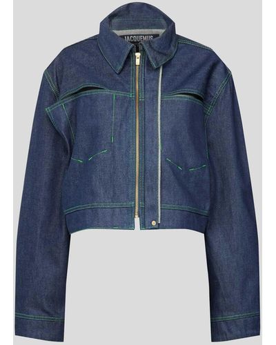 Jacquemus Cropped Jeansjacke mit Cut Outs - Blau