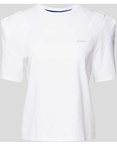 Koche T-Shirt mit Schulterpolstern - Weiß
