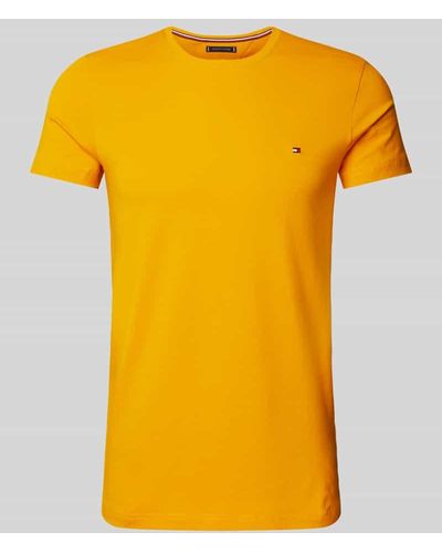 Tommy Hilfiger T-Shirt mit Label-Stitching - Gelb