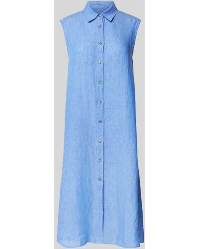 0039 Italy Leinenkleid mit Knopfleiste Modell 'Lina' - Blau