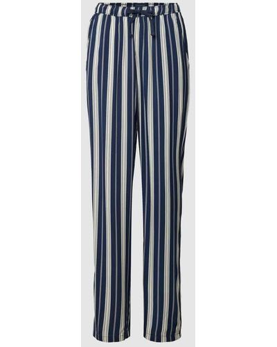 Schiesser Pyjama-Hose aus Viskose mit Streifenmuster - Blau