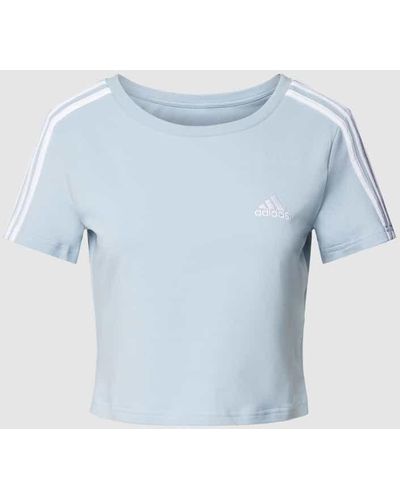 adidas Cropped T-Shirt mit Label-Stitching Modell 'BABY' - Blau