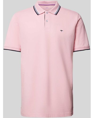 Fynch-Hatton Regular Fit Poloshirt Met Contraststrepen - Roze