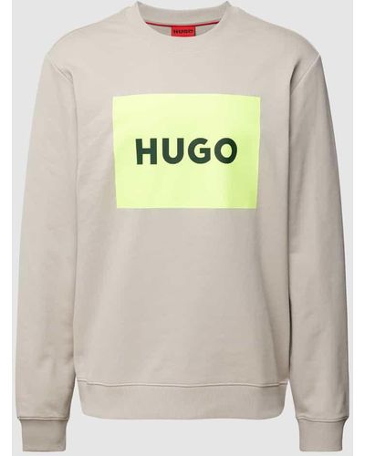 HUGO Sweatshirt mit Label-Print - Grau