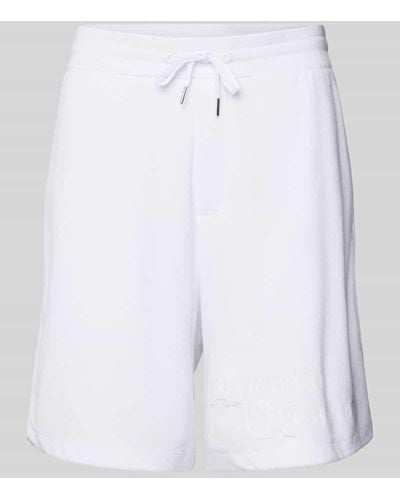 Armani Exchange Regular Fit Sweatshorts mit Label-Print - Weiß