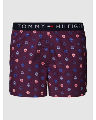 Tommy Hilfiger Shorts mit Logo-Bund und Allover-Muster - Lila