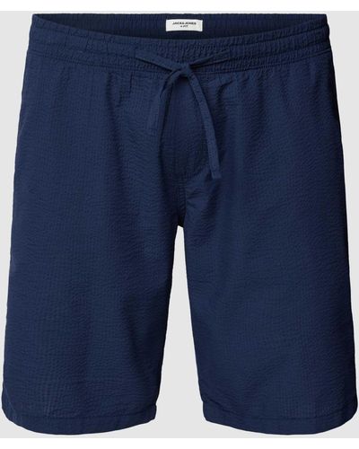 Jack & Jones PLUS SIZE Shorts mit Strukturmuster Modell 'JEFF' - Blau
