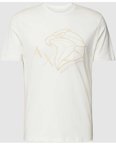Armani Exchange T-shirt Met Label- En Motiefstitching - Wit