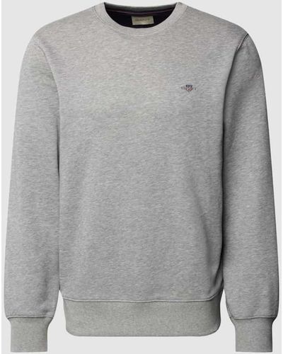 GANT Regular Fit Sweatshirt mit Label-Stitching Modell 'SHIELD' - Grau