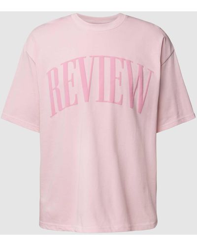 Review Oversized T-shirt Met Labelprint - Roze