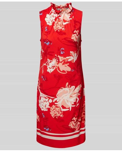 S.oliver Knielanges Kleid mit Allover-Print - Rot