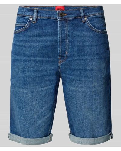 HUGO Tapered Fit Jeansshorts im 5-Pocket-Design Modell '634' - Blau