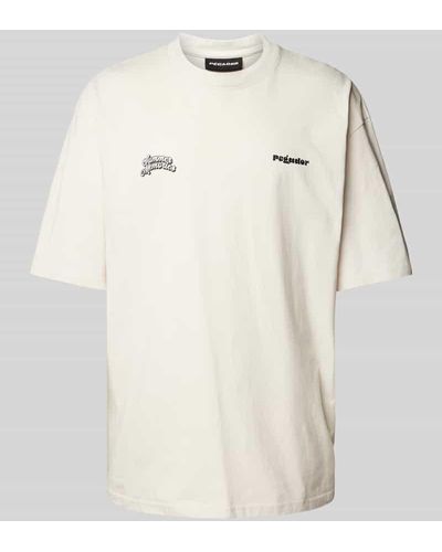 PEGADOR Oversized T-Shirt mit Label-Print Modell 'FARREN' - Natur