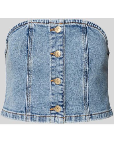 Noisy May Off-Shoulder-Jeansbluse mit Knopfleiste Modell 'FENJA' - Blau