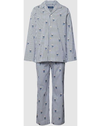Polo Ralph Lauren Pyjama Met All-over Motief - Blauw
