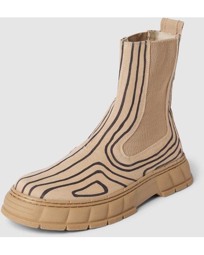 Viron Chelsea Boots mit Allover-Print Modell 'Circuit' - Natur