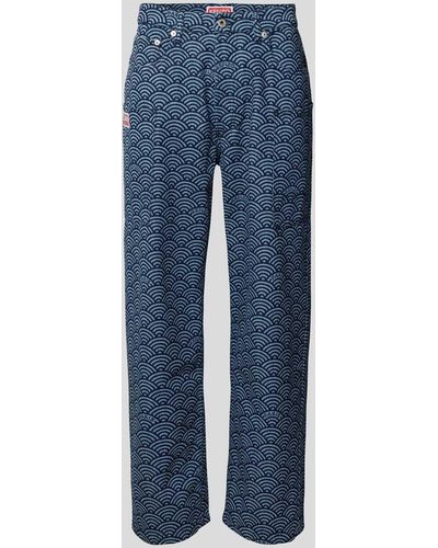 KENZO Relaxed Fit Jeans mit Allover-Muster - Blau