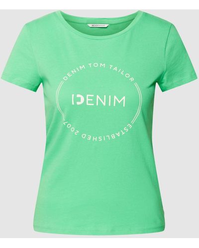 Tom Tailor Denim T-shirt Met Labelprint - Groen