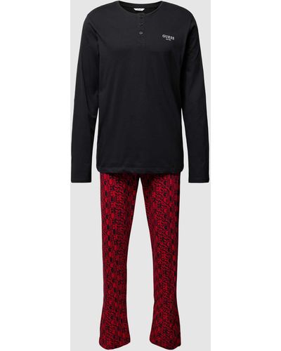 Guess Pyjama Met All-over Motief - Zwart