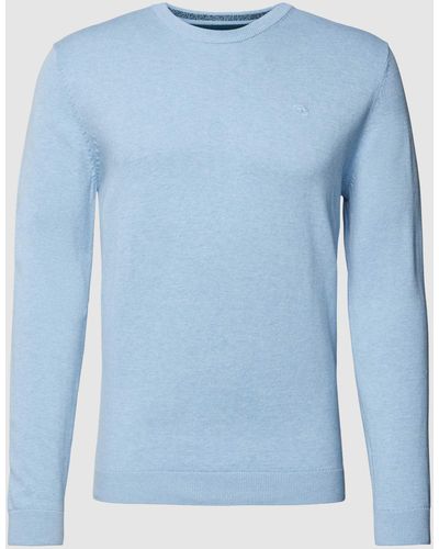 Tom Tailor Gebreide Pullover Met Labelstitching - Blauw