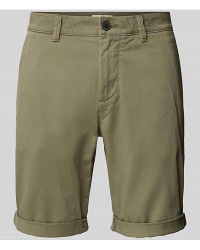 Tom Tailor Slim Fit Chino-Shorts in unifarbenem Design - Grün