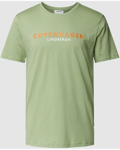 Lindbergh T-Shirt mit Label-Print Modell 'Copenhagen' - Grün
