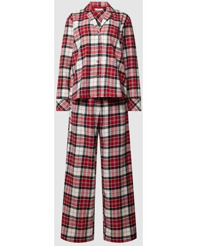 Esprit Pyjama mit Glencheck-Muster - Rot